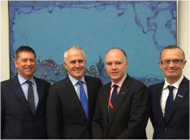 British High Commissioner Paul Madden, Hon Malcolm Turnbull, Liam Maxwell, Ben Terrett