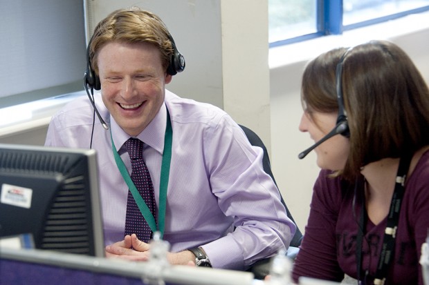 Oliver Morley at the DVLA Call Centre in Swansea